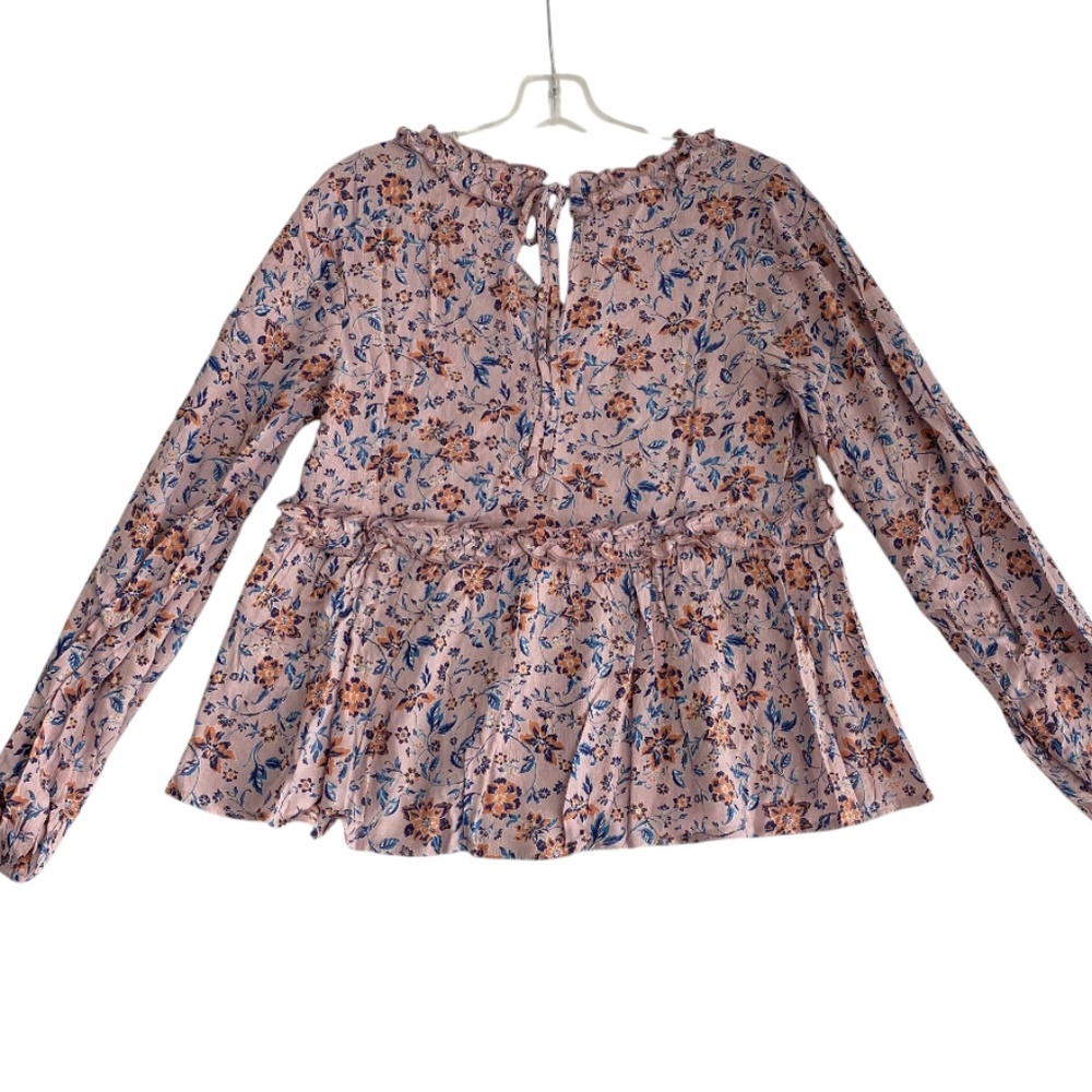 NWT EASEL Blouse Top Sz L Lilac Floral Long Sleeve Lightweight Spring Cottage - Picture 6 of 6